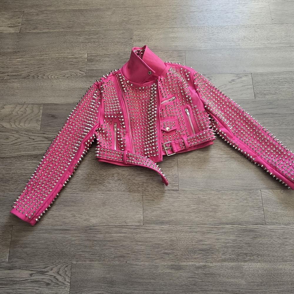 AKIRA Pink Studded Leather Jacket